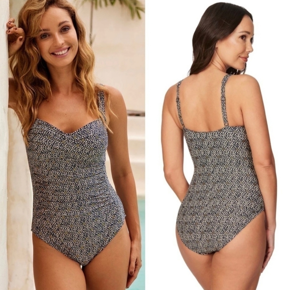 🌻NIPTUCK Swim One Piece Nautical Foil Joanne Swimsuit, Size 12